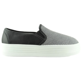 Trampki slip-on drobna pepitka SS02-02 Czarne