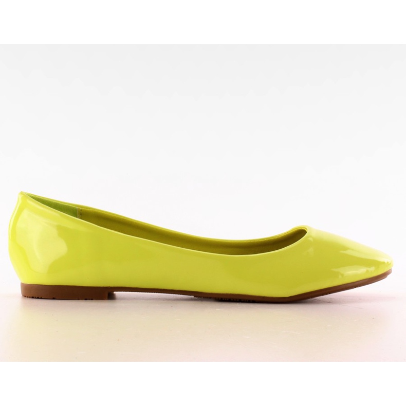 Baleriny gładkie lakierowane T176 Green żółte