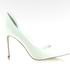 Asymetryczne czółenka na szpilce A890 białe