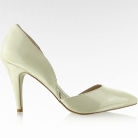 Czółenka na szpilce z wcięciem A880 Beżowe beżowy