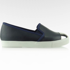 Slip-on z blaszką na noskach Y632 Navy granatowe