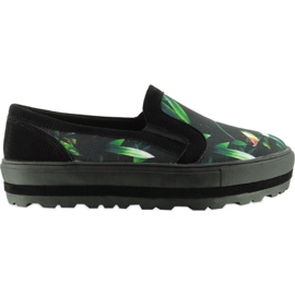 Slip on new style A947 czarne wielokolorowe zielone