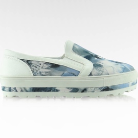 Slip on new style A947 białe niebieskie szare