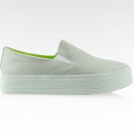 Slip on na wysokiej podeszwie E408 silver szare