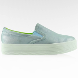 Slip on na wysokiej podeszwie niebieski niebieskie