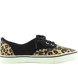 Trampki Vansówki Sznurówka K-75 BrązoweLeop czarne