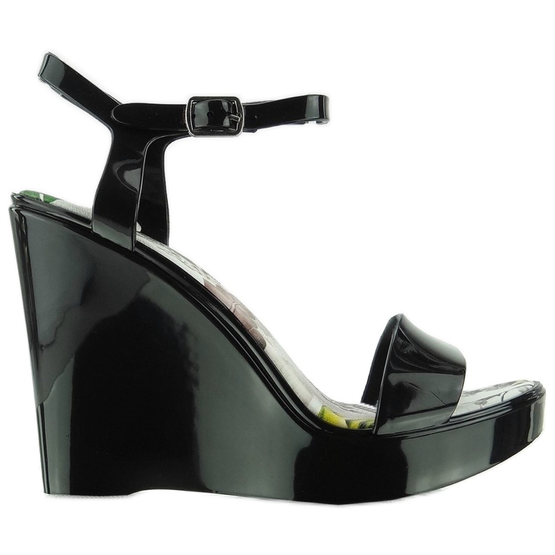 Sandałki na koturnie meliski PT-5201 Black czarne