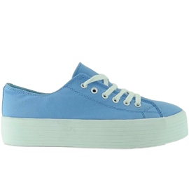 Trampki na wysokiej podeszwie F215 Light Blue niebieskie