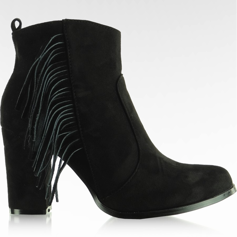 Botki kowbojki z frędzlami A-238 Czarne