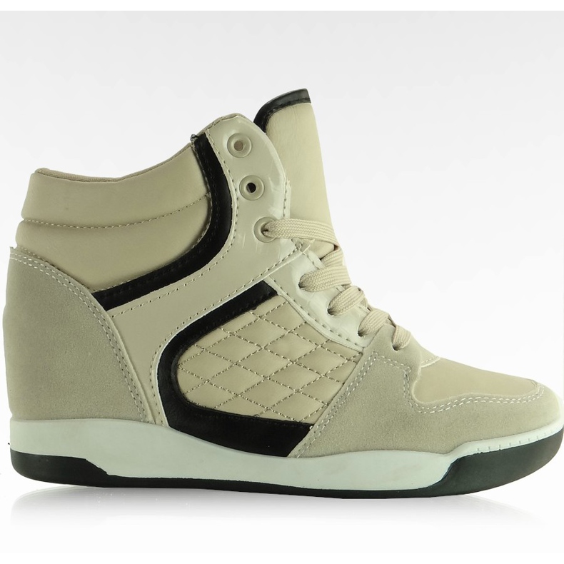 Sneakersy zamszowo licowo BKA-127 Apricot brązowe wielokolorowe