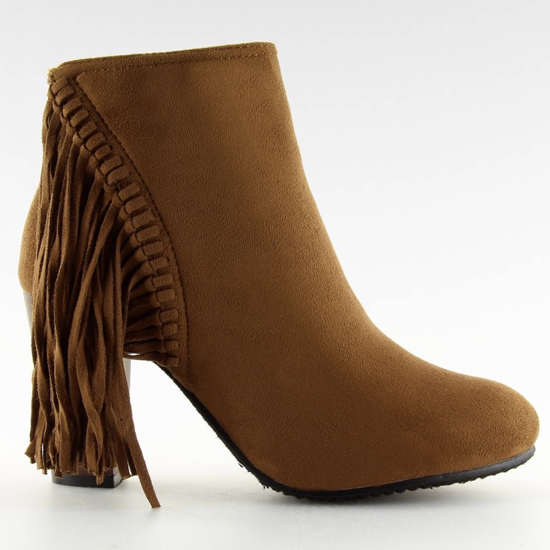 Botki z frędzlami Fringe C138 Camel brązowe