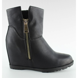 Botki na baranku ukryty koturn EL025 Czarny czarne