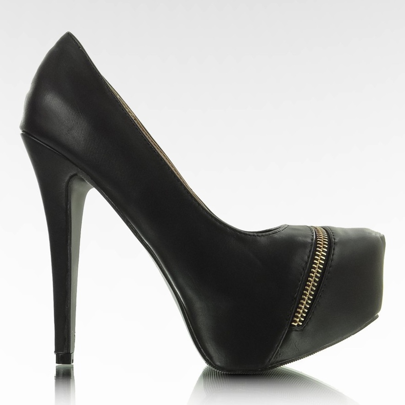 Czółenka na platformie pumps U429 czarne
