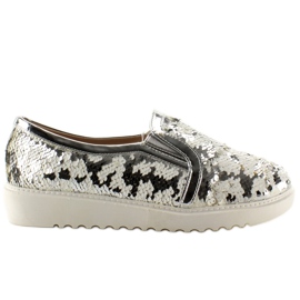 Eleganckie Slip-On Rybia Łuska Ww01P szare