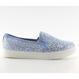 Koronkowe slip-on pastele XIN07P Light blue niebieskie