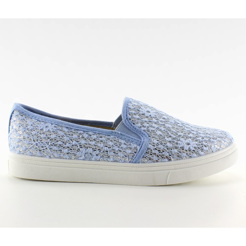 Koronkowe slip-on pastele XIN07P Light blue niebieskie