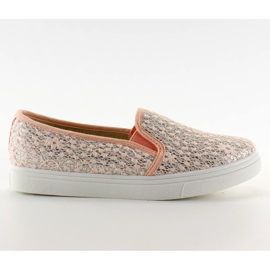 Koronkowe slip-on pastele XIN07P Pink różowe