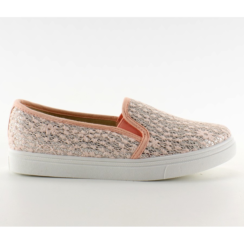 Koronkowe slip-on pastele XIN07P Pink różowe