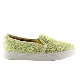 Koronkowe slip-on pastele XIN07P Yellow żółte