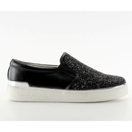 Stylowe slipony eleganckie 788-26 Czarny czarne