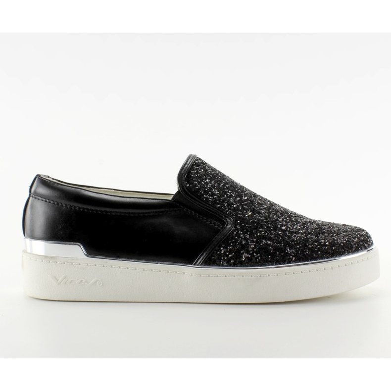 Stylowe slipony eleganckie 788-26 Czarny czarne