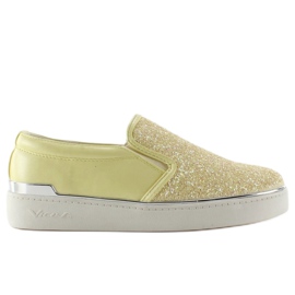 Stylowe slipony eleganckie 788-26 Yellow żółte