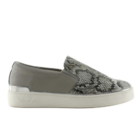 Trampki slip-on wężowy motyw 787 Grey szare