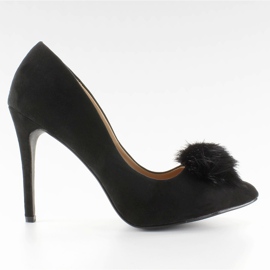 Szpilki z pomponem puszek ZJ-06 Black czarne