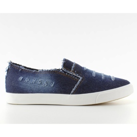 Trampki slip-on strzępiony jeans D.Blue granatowe