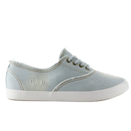 Jeansowe trampki oxfordki XIN11P White Blue niebieskie