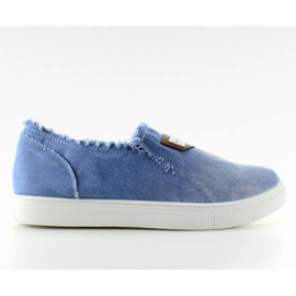 Jeansowe slip-on z naszywką NB22 L. Blue niebieskie