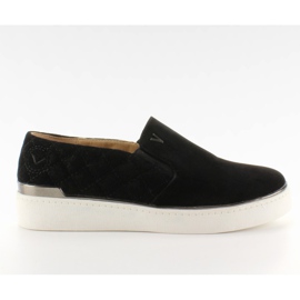 Zamszowe trampki slip-on 7103 Black czarne
