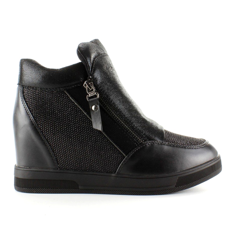 Sneakers na ukrytym koturnie 2017-1 Czarny czarne