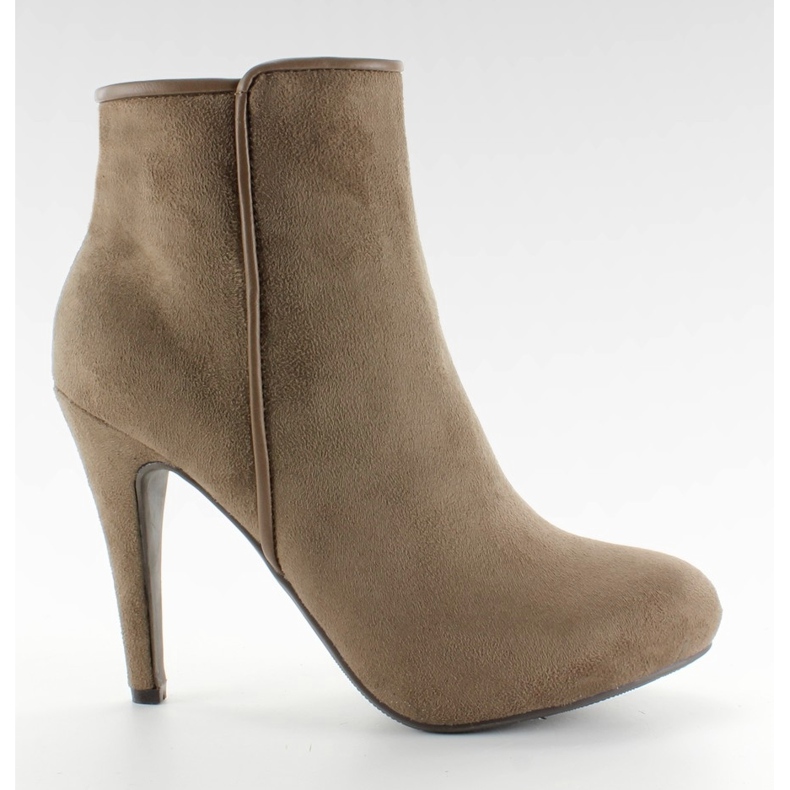 Zamszowe botki na obcasie SAS-8F8534 brązowe