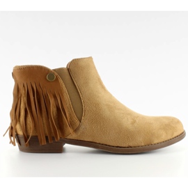 Botki sztyblety odpinane frędzle 9177 Beige beżowy