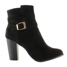 Zamszowe botki na obcasie SQ06 Czarny czarne