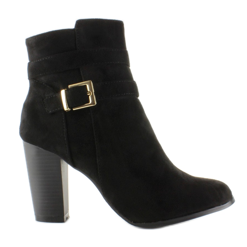 Zamszowe botki na obcasie SQ06 Czarny czarne