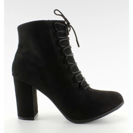 Botki zamszowe szeroki obcas NC16 Black czarne