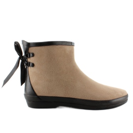 Krótkie kalosze z zamszem 89-51 Beige beżowy
