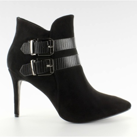 Botki z wężowymi paskami 4087 Black czarne