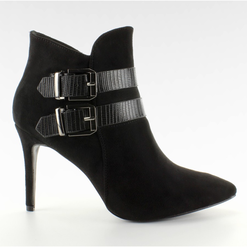 Botki z wężowymi paskami 4087 Black czarne