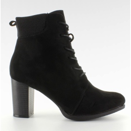 Borki zamszowe sznurowane C306 Black czarne