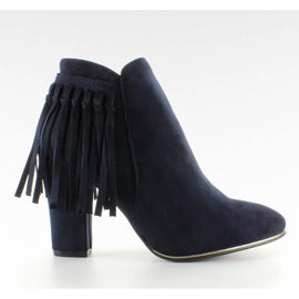 Botki ze złotą lamówką B908D D. Blue granatowe