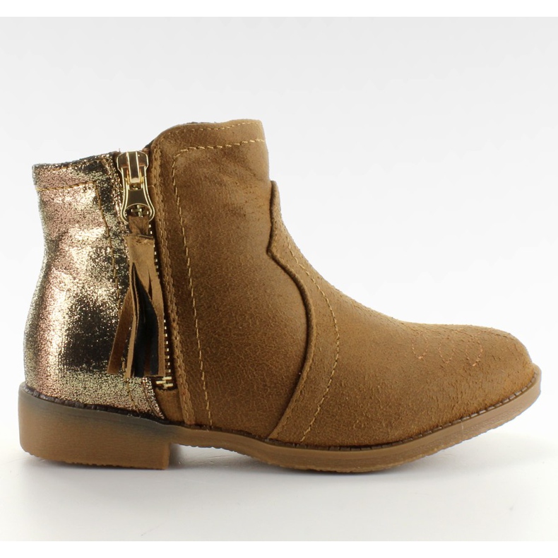 Botki sztyblety dziecięce k1647301 Camel brązowe