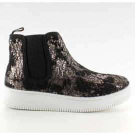 Dziecięce sztyblety sportowa podeszwa plomo czarne