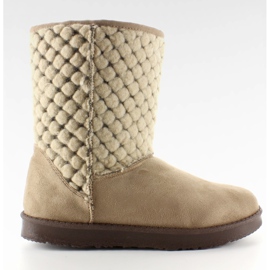 Emusy damskie z filcową cholewką Taupe brązowe