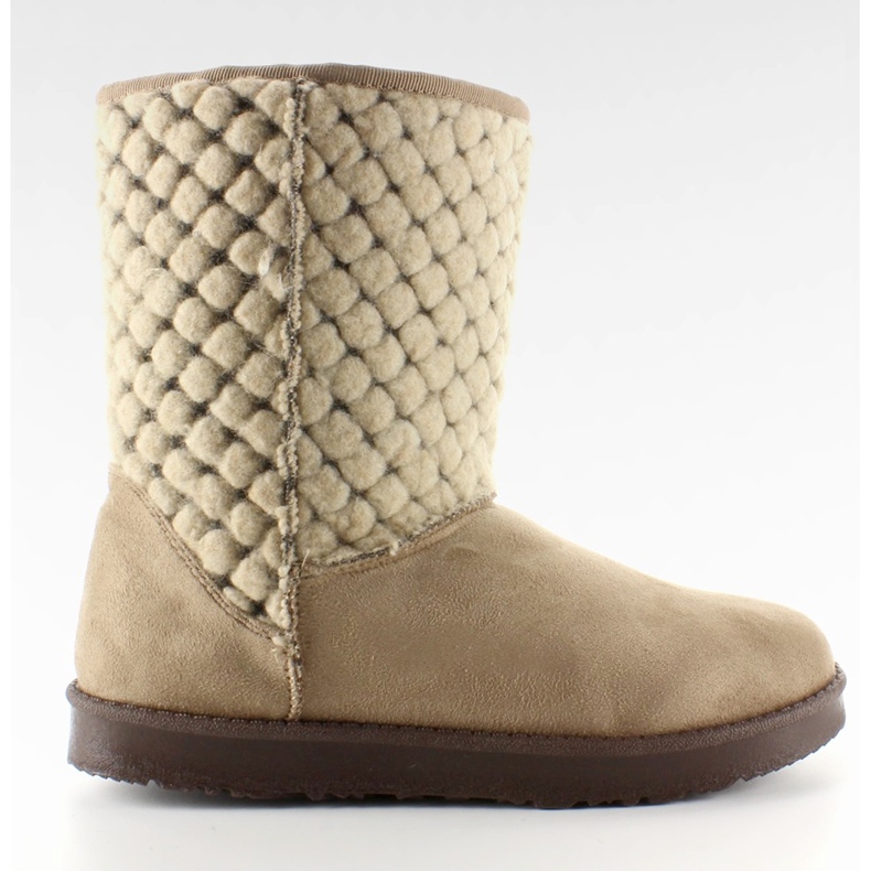 Emusy damskie z filcową cholewką Taupe brązowe