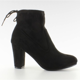 Botki ze sznureczkiem przy kostce black czarne