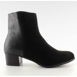 Smukłe botki na szerokim obcasie black czarne
