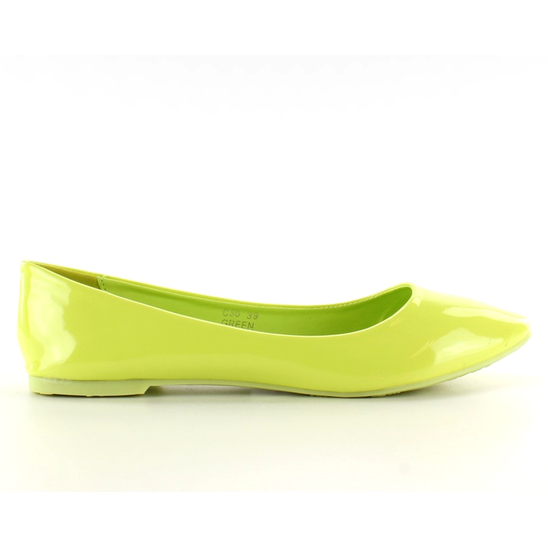Gładkie lakierowane balerinki C30 Green zielone